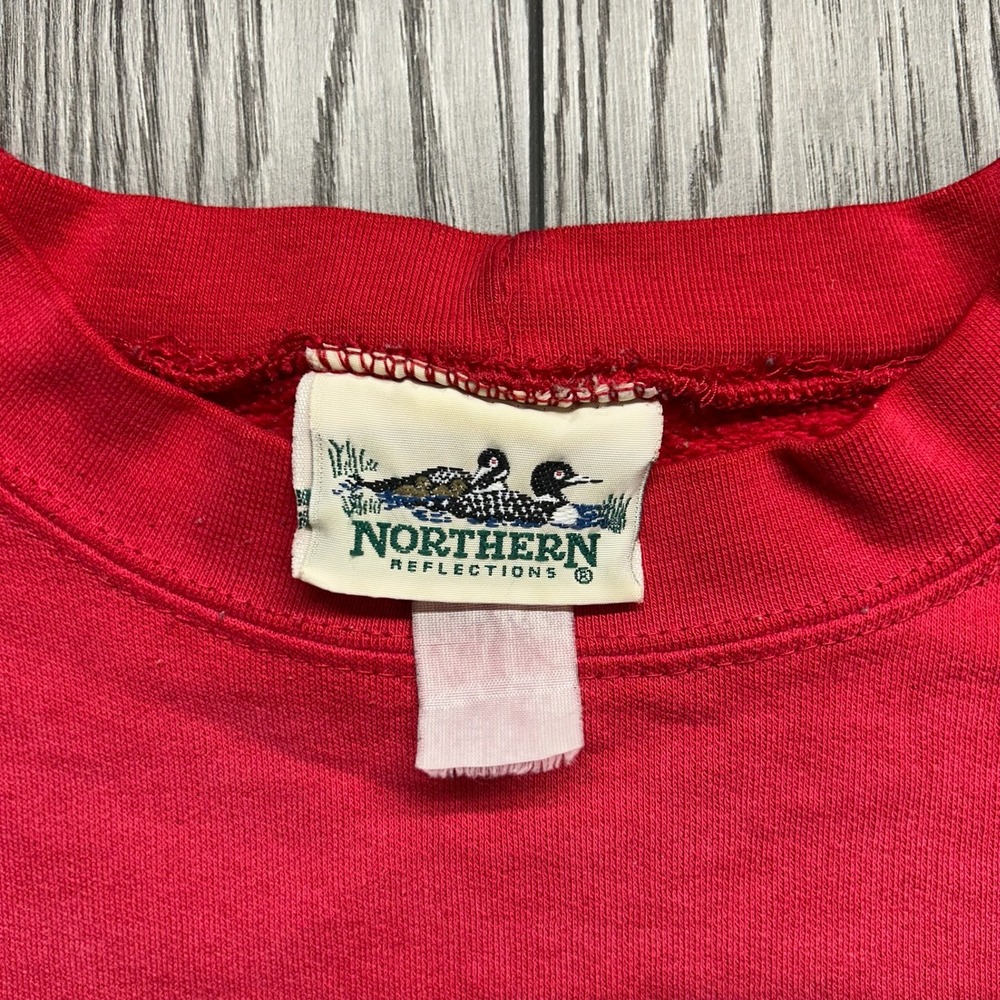 Vintage Northern Reflections Canada Red Graphic Sweatshirt Mens Large Canoe Loon - Picture 3 of 7